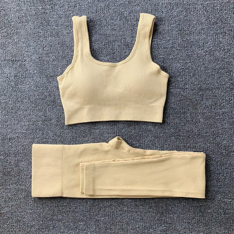 2pcs Thread Yoga Suit Seamless