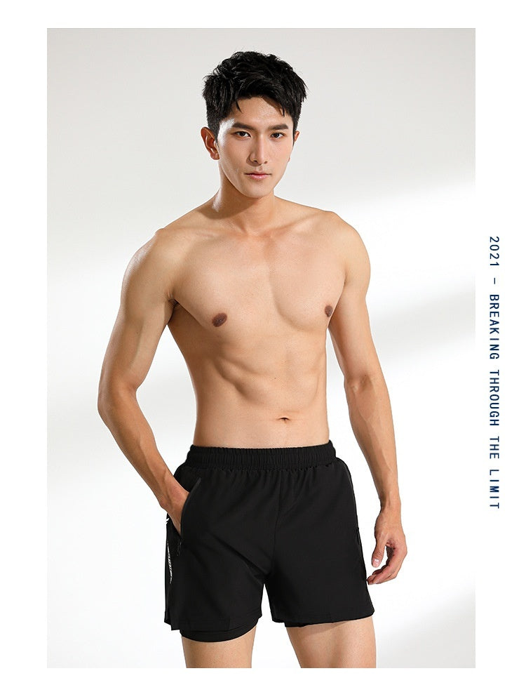 Men's Running Fake Two-piece Sports Shorts