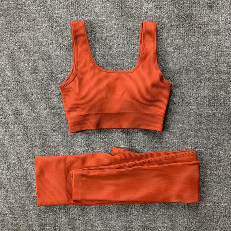 2pcs Thread Yoga Suit Seamless