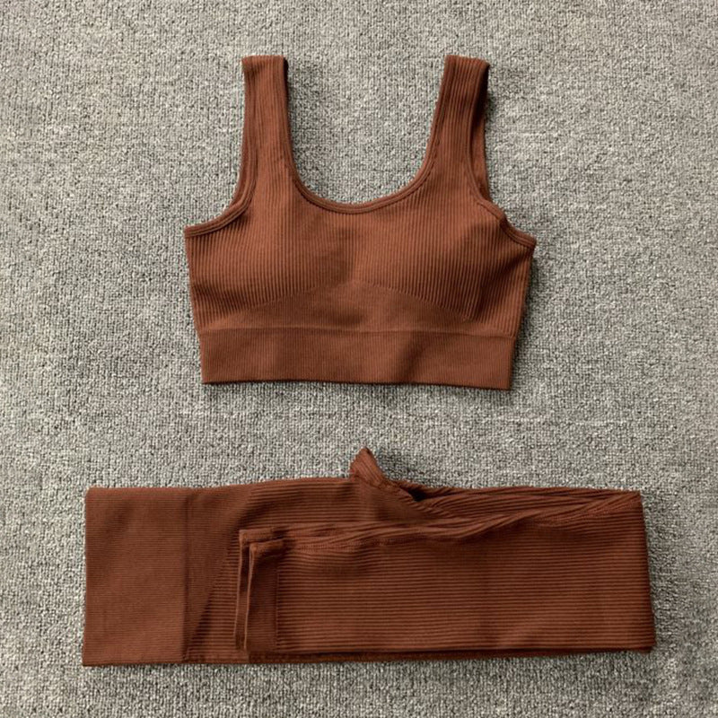 2pcs Thread Yoga Suit Seamless